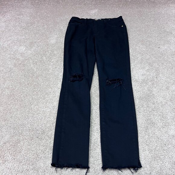 Frame Jegging Le Skinny De Jeanne Women's Black Distressed Size 27 Pockets - Picture 12 of 13